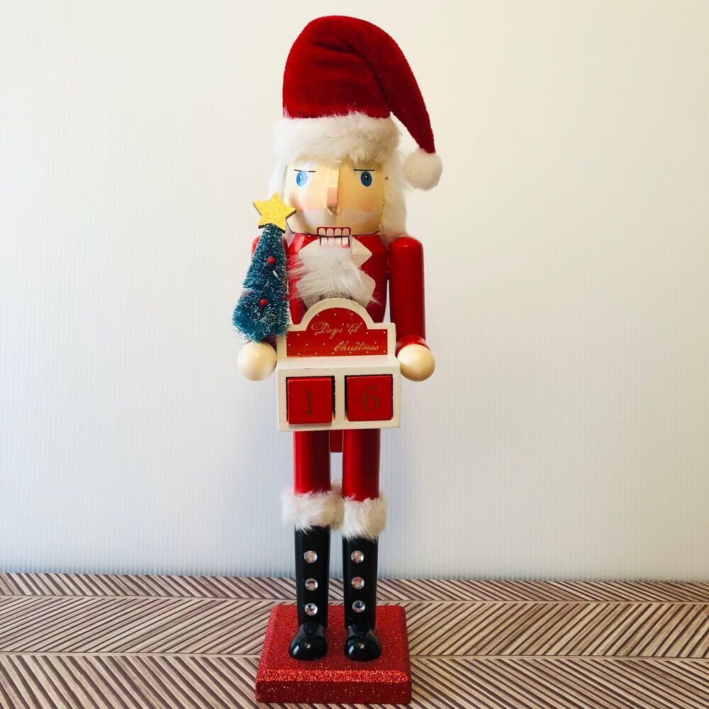 Hobby Lobby 2022 15 Inch Wooden Santa Advent Calendar Nutcracker Figure - Picture 1 of 7